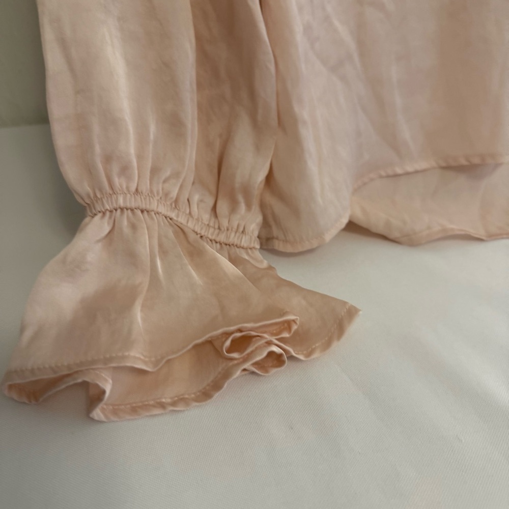 PAIGE RESA Blouse Pink Puff Sleeve Polo Blouse - Picture 4 of 7